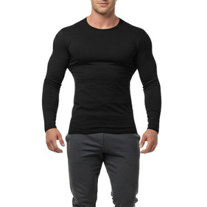 High Quality Solid Color Compression Shirt for <b>Men</b> Performance <b>Stretch</b> Gym Sports Wear Regular Fit Quick Dry Breathable - Product Image 5