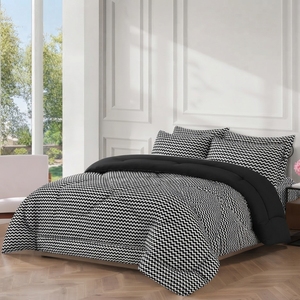 Juego de Edredón Moderno Reversible con Estampado Chevron, 100% Mezcla de Algodón T-150, Transpirable para Todas las Estaciones, Uso Doméstico - Product Image 1