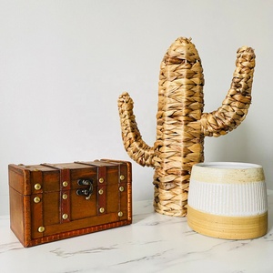 Decorazione domestica creativa accenti giacinto d'acqua cactus ornamento vimini alto cactus scultura oggetto arredamento all'ingrosso - Product Image 5
