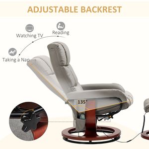 Poltrona Reclinabile Girevole con Poggiapiedi, 10 Modalità di Massaggio Vibrante, in Ecopelle con Telecomando per Comfort e Relax - Product Image 5