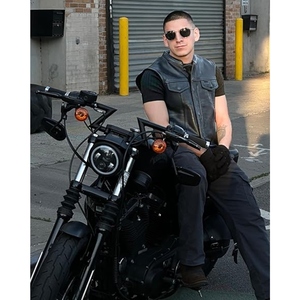 Custom Men Black Genuine Cowhide <b>Leather</b> Motorcycle Club Vest Stand Collar <b>Biker</b> <b>Leather</b> <b>Waistcoat</b> with Concealed Front Closure - Product Image 6