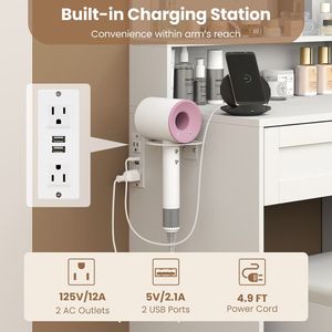 <b>Makeup</b> <b>Vanity</b> Desk with Mirror and Lights Dressing Table and Stool Set - Product Image 5