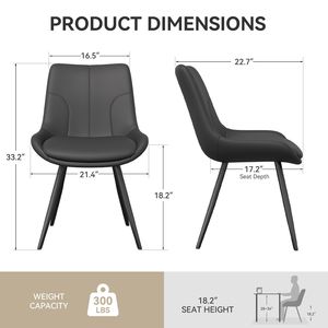 Set di sedie da pranzo moderne senza braccioli da cucina 2 sedie laterali imbottite in pelle sintetica con gambe in metallo - Product Image 4