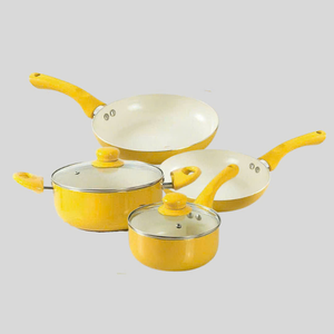 Juego de Utensilios de Cocina Antiadherentes de Cerámica con Tapas de Vidrio para Estufas de Gas e Inducción, Construcción de Aluminio, Apto para Lavavajillas, OEM de Vietnam - Product Image 1