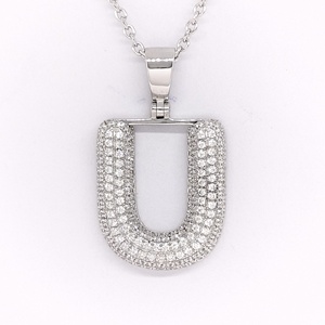Collier pendentif lettre S en argent 925, diamant rond taille brillant micro-pavé, plaqué rhodium, luxe unisexe, à porter au quotidien - Product Image 3