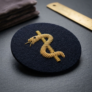 <b>Top</b> Selling 6 CM Cap Embroidery Badges Golden Bullion Wire Handmade Circular Snake Badge - Product Image 6
