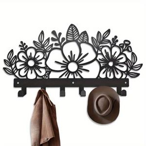 Ganci da Parete in Stile Industriale CIFbuy, Portachiavi in Metallo con Finitura Floreale per Camera da Letto e Soggiorno - Product Image 1