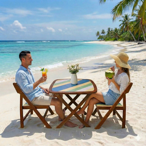 Modern <b>Foldable</b> Durable Wood <b>Table</b> <b>and</b> <b>Chair</b> Set Rainbow Color for Outdoor Use Farmhouse Hotel - Product Image 3