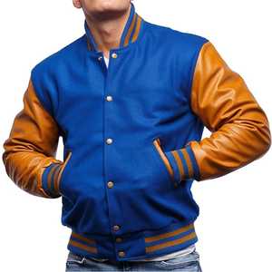 เสื้อแจ็คเก็ตวาร์ซิตี้แบบกำหนดเอง ปักโลโก้ คุณภาพสูง ทำจากผ้าขนสัตว์และหนัง แจ็คเก็ตเบสบอล - Product Image 3