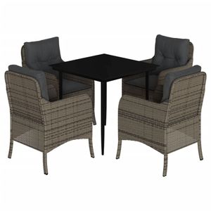 Ensemble de salle à manger de jardin en rotin gris, 4 places, mobilier d'extérieur, style contemporain, résistant aux intempéries - Product Image 2