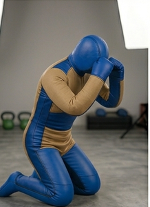 Mannequin de boxe bleu en PU, rembourré en éponge, équipement d'entraînement durable pour la pratique des arts martiaux pour adultes - Product Image 4