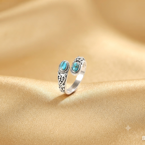 Bague en turquoise cuivrée bleue, sertie en argent 925, style bohème, unisexe, pour tous les jours, plaquée or et or rose - Product Image 1