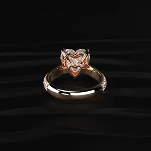 Anillo de Diamantes de Lujo con Corte Corazón de 1.6CT, Cultivado en Laboratorio, Chapado en Oro Amarillo de 14K, Certificado por IGI, para Mujer - Product Image 4
