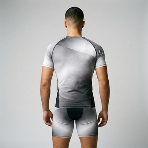 Men Compression Jersey Short Sleeve Shirt Blank Custom Print Fitted Sporty Gym Fitness Bodybuilding Training Athletic Muscle - Product Image 2