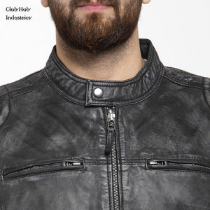 Chaqueta de Cuero Urbana para Hombre, Estilo Minimalista, Color Liso, para Invierno - Product Image 1