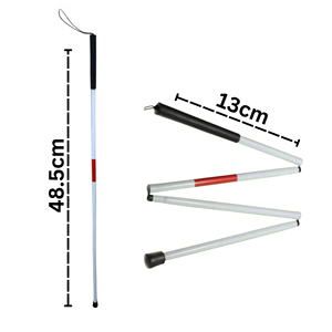 Blind Stick White with Black and Red Grip Portable Walking Aid for Vision Impaired Users - Product Image 3