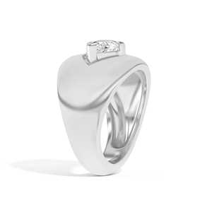 Anillos de oro macizo de 14k y 18k con diamante de laboratorio de 1 quilate en forma de pera, con engaste semibezel y puntas, anillos de declaración con cúpula robusta para hombre, al por mayor - Product Image 2