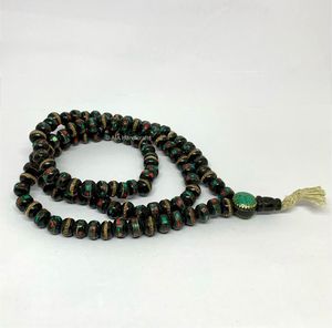 Mala de méditation et de prière en perles rondes blanches tie-dye - Product Image 3