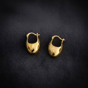ต่างหูห่วงทองเหลืองชุบทองคลาสสิกเครื่องประดับแฟชั่น unisex - Product Image 5