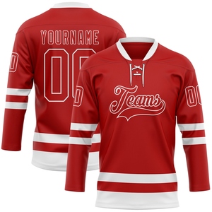 Venta al por Mayor del Jersey de Hockey 3D Personalizado de OMMIZ INDUSTRY con Cuello de Encaje, Diseño de Santa Claus Navideño en Negro, Rojo y Blanco - Product Image 3