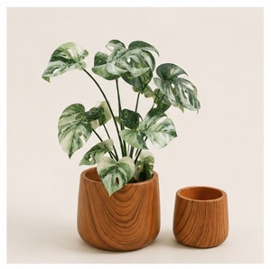 Maceta de Madera Hecha a Mano, Estilo Macetero de Madera Sólida, Florero para Decoración Interior y Exterior, Contenedor Decorativo Moderno y Minimalista - Product Image 5
