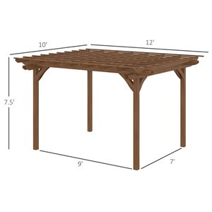 Pergola da Giardino Moderna 12x10 piedi in WPC Marrone per Piante Rampicanti, Struttura Robusta per Patio e Terrazza - Product Image 3