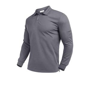 เสื้อเชิ้ตผู้ชายผ้าโพลีเอสเตอร์ทอแขนยาว แห้งเร็ว ป้องกันแสงแดด UPF 50+ ระบายอากาศดี มีปก สไตล์สปอร์ต เหมาะสำหรับเล่นกอล์ฟ สีพื้น - Product Image 3