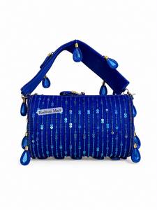 Bohemian Beaded Women's Handbag Blue Teardrop Decor Single Strap Party Wedding Clutch Bag - Product Image 3