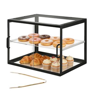 2-Tier Commercial Countertop Bakery <b>Display</b> Case Clear <b>Acrylic</b> Kitchen Party Cake and Bread <b>Box</b> for Store and Party Use - Product Image 1