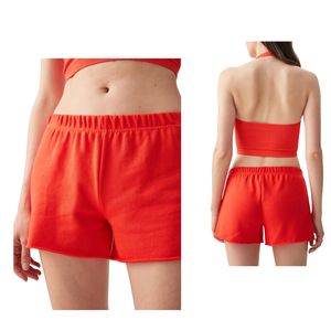 Shorts décontractés en coton taille haute pour femmes, shorts de détente à taille élastique pour l'été, logo personnalisé, vente en gros OEM - Product Image 1