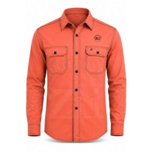 Chemise de travail orange à manches longues, coupe classique, vêtements de sécurité pour atelier, protection anti-chaleur, 100% coton, pour hommes, résistante aux flammes - Product Image 1