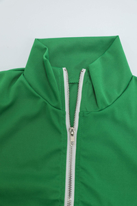 Conjunto de Verano 2026 para Mujer, Casual, con Chaqueta Corta Cortavientos, Diseño de Bloques de Color, Cuello Alto y Pantalones Cortos con Cintura Elástica - Product Image 3