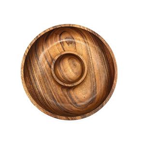 Vintage Wooden Bowl with Stand Natural Serving Bowl for Salad Fruits Popcorn Pasta - Product Image 6