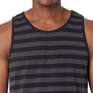 Camiseta sin mangas a rayas para hombre al por mayor, chaleco casual de verano, ligero, transpirable, estilo urbano, top de gimnasio a la moda - Product Image 4