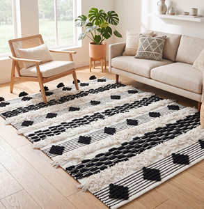 Boho <b>Throw</b> Rug Carpet Low Pile Durable 8x10 Double Sided Hand For Camping Beach <b>Outdoor</b> Indoor Decor Use - Product Image 5