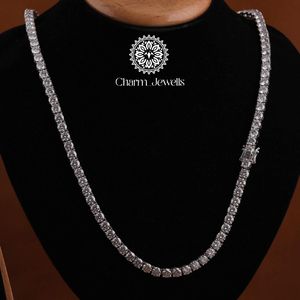 สร้อยคอ Charm_Jewells แบบ unisex ประดับเพชรโมอิสซาไนต์ทรงบริลเลียนต์ ตัวเรือนเงินแท้ 925 ชุบทอง 14K ได้รับการรับรองจาก IGI สไตล์หรูหราแบบฮิปฮอป - Product Image 1