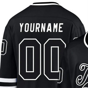 Camiseta de hockey sobre hielo personalizada, uniforme de equipo sublimado, nombre y número personalizados, 100% poliéster, acolchada, transpirable, de secado rápido, cuello en V, corte ajustado - Product Image 5