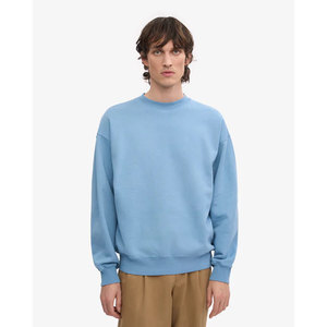 Sweat-shirt d'hiver pour homme en coton épais et molletonné, style streetwear, à épaules tombantes, patchwork bicolore, vente en gros - Product Image 1