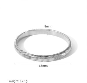 Gold Bangle <b>Bracelet</b> for Women Chunky <b>Stretch</b> <b>Bracelet</b> Stainless Steel Wide Chain Bangles Trendy Stackable Jewelry Gift - Product Image 2
