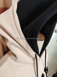 Bordado personalizado de gran tamaño unisex 400gsm 500gsm grueso 100 algodón polar de punto contraste doble Sudadera con capucha con agujero para el pulgar - Product Image 6