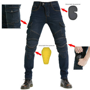 <b>Mens</b> Khaki Motorcycle <b>Biker</b> <b>Jeans</b> With Detachable Knee And Hip Protectors Breathable Protective Riding Pants - Product Image 4
