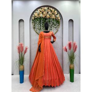 ชุดราตรีสำหรับชุดปาร์ตี้และ dupatta กับด้ายที่ซับซ้อนและลำดับการทำงานเพื่อให้ดูงดงาม - Product Image 1