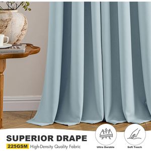 Cortinas Opacas Térmicas Aislantes Azul Pizarra de 63 Pulgadas de Largo, 2 Paneles, Color Sólido, para Dormitorio y Sala de Estar, Cortinas Oscurecedoras - Product Image 1