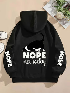 Nope Not Today - Sudaderas con capucha para mujer, con estampado de gatos, holgadas, con bolsillos, cálidas, de forro polar, informales, para invierno - Product Image 3