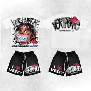 Ensemble deux pièces unisexe blanc 2026 |   T-shirt et short imprimés à l'écran |   Tenue d'été décontractée unie OEM - Product Image 1