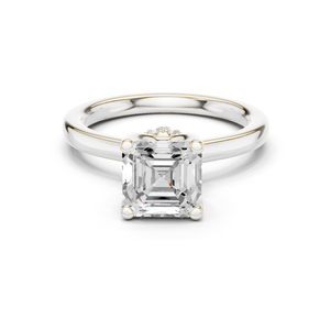 แหวนหมั้นทองคำขาว 14k ขายดีอันดับต้นๆ ประดับเพชรทรง Asscher แบบสี่ขา ฝังเพชรเพาะเลี้ยง มีจำหน่ายในราคาที่สมเหตุสมผล - Product Image 1
