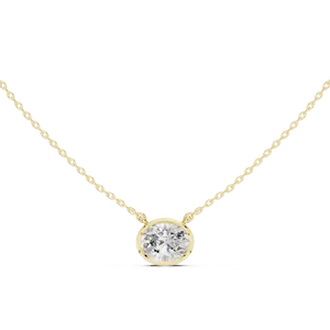 Accessoires de bijouterie fine, pendentif solitaire en diamant de laboratoire de taille ovale, or massif 10K 14K 18K, cadeau pour femme, chaîne incluse - Product Image 1