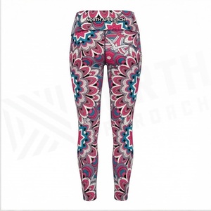 Leggings de yoga à taille haute et longueur intégrale, imprimé floral, extensibles dans quatre directions, en spandex et polyester, vêtements de sport pour femmes - Product Image 2