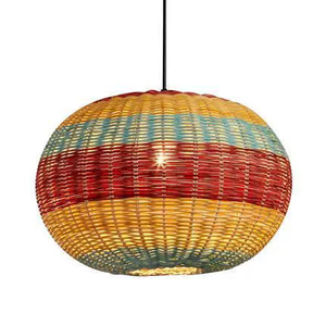 Nouvelle lampe suspendue vintage en bambou et rotin, abat-jour ondulé, luminaire de plafond, décoration intérieure, abat-jour en bambou - Product Image 2