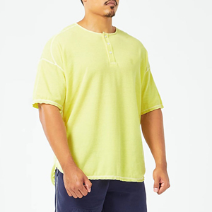 เสื้อยืดคอตตอนแท้เนื้อหนา สีเหลือง เสื้อยืดทรงบ็อกซี่ สตรีทแวร์ เสื้อยืดโอเวอร์ไซส์ เสื้อยืดครอปพิมพ์โลโก้ตามสั่ง ผลิตตามสั่ง - Product Image 3